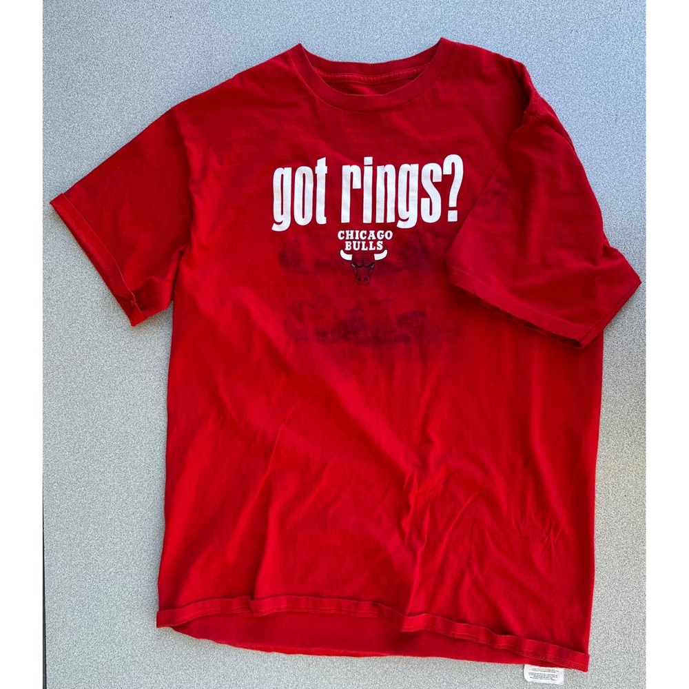 Chicago Bulls Got Rings 6x NBA Champions Red Graphic T-Shirt Mens Large VF 2952